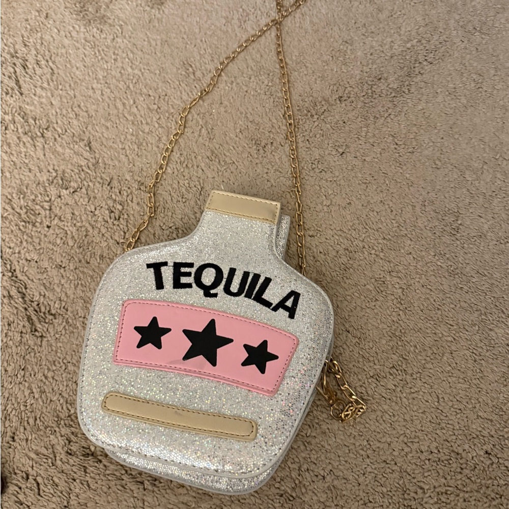 Glitter Tequila Bottle Crossbody Bag